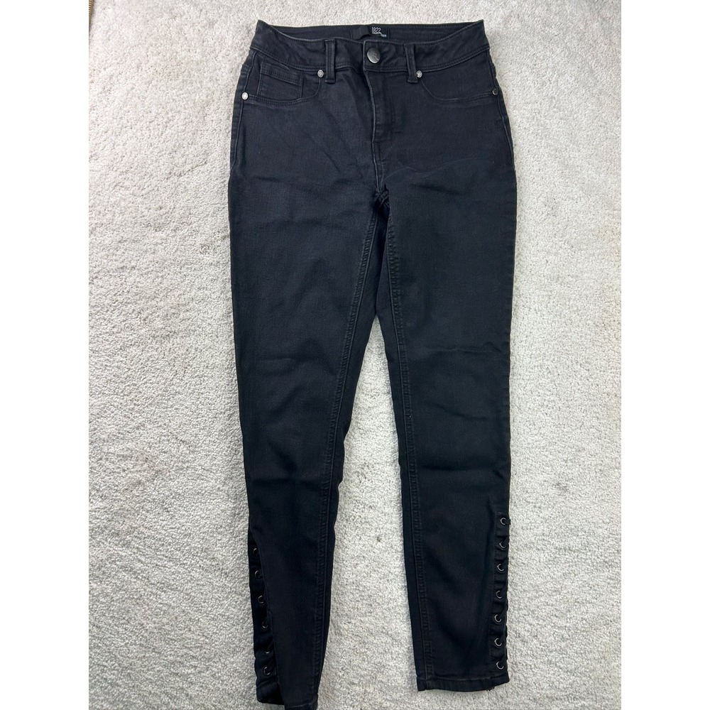 1822 Denim‎ Women's Black Skinny Jeans Size 8 Lace-Up Detail